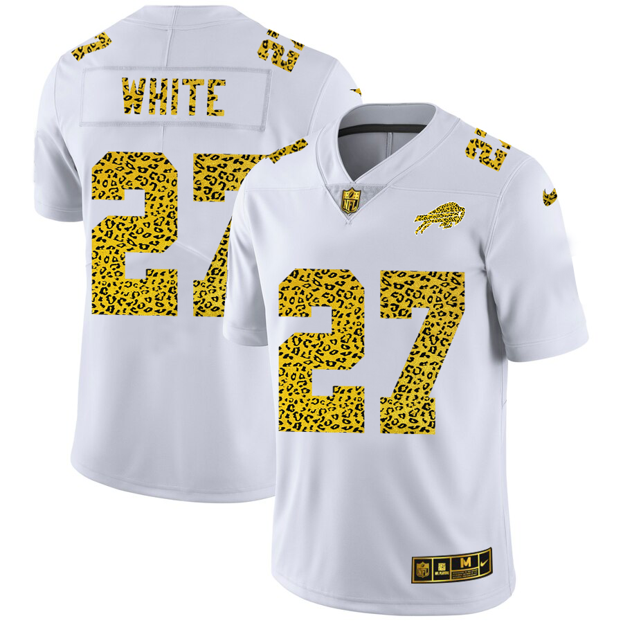 Buffalo Bills #27 Tre Davious White Men Nike Flocked Leopard Print Vapor Limited NFL Jersey White->atlanta falcons->NFL Jersey